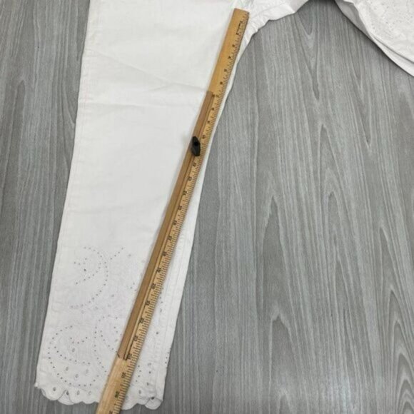 Ted Baker Marriaa Embroidered Hem High Rise Skinny Ankle Jean White Plus Size 34 - Picture 15 of 16